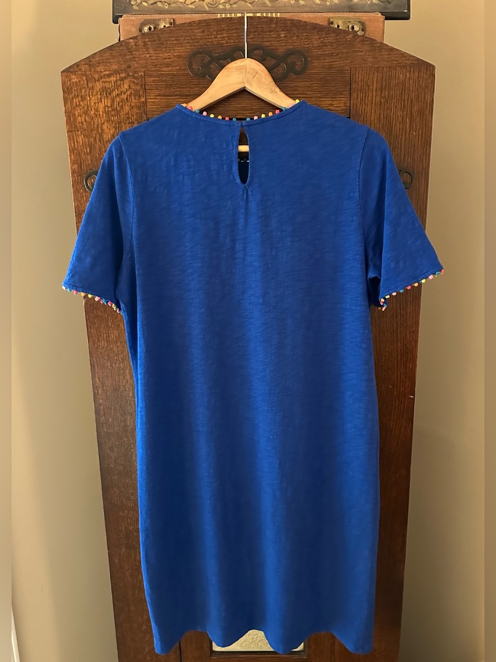 Boden Ali Pom Sleeve Tshirt Dress Blue Size 10L - Picture 6 of 11